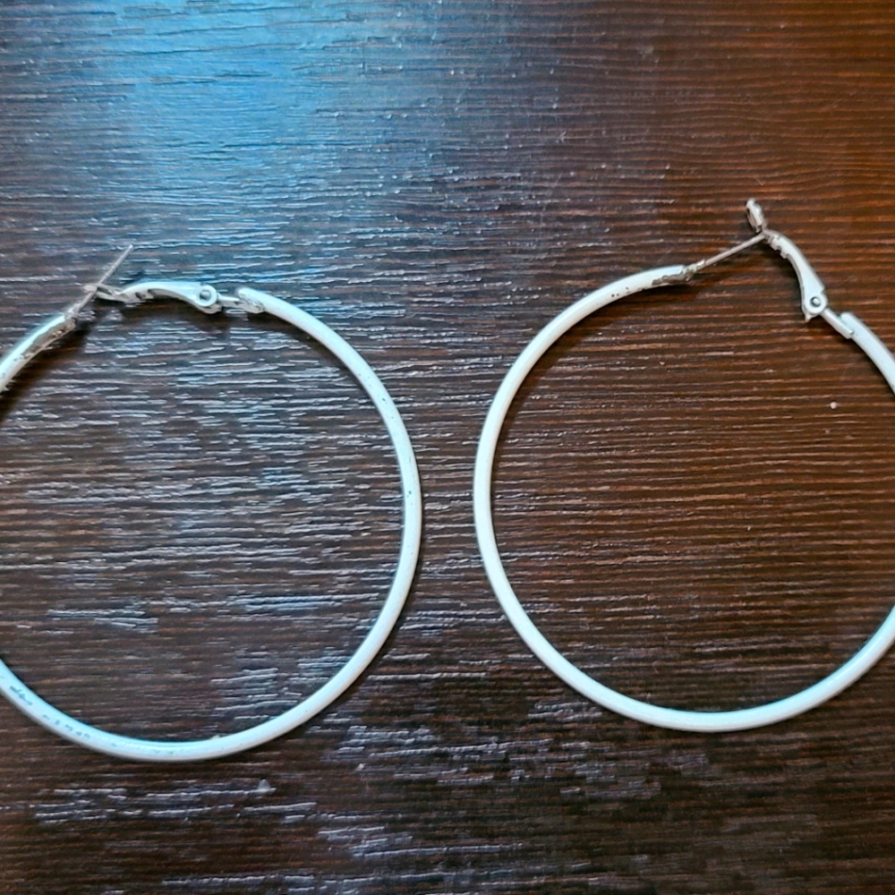 Classic white hoop earrings